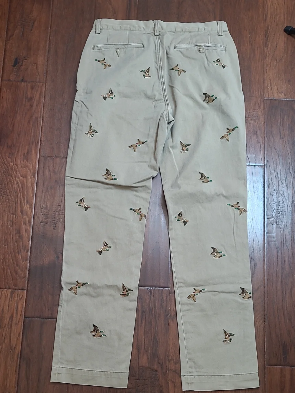 Polo by Ralph Lauren Khaki Straight Fit with Embroidered Mallard Ducks 33 waist